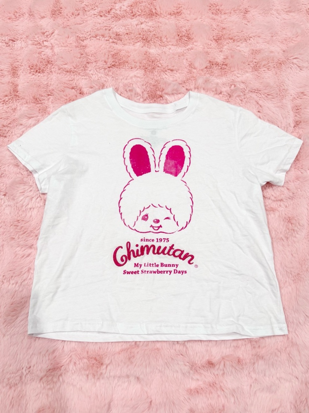 Monchhichi White & Hot Pink Embroidered Baby Tee